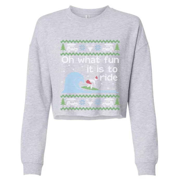 Ugly Christmas Surfer Surfing Surf Funny Gift Cropped Pullover Crew