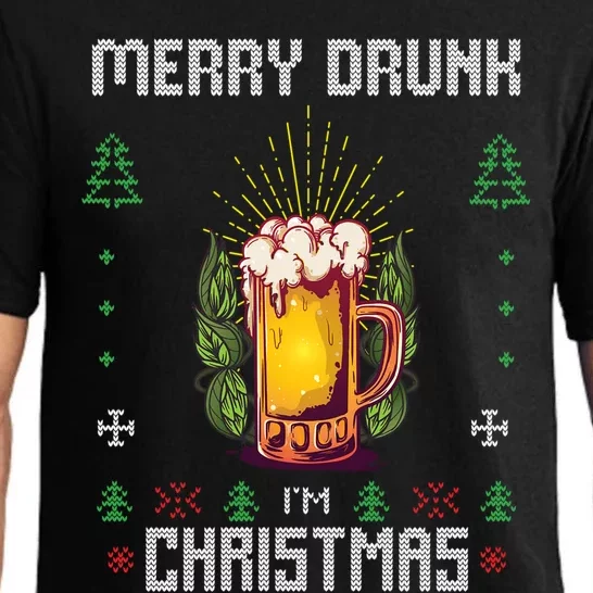 Ugly Christmas Sweater Alcohol Drunk Ing Beer Wine Gift Pajama Set