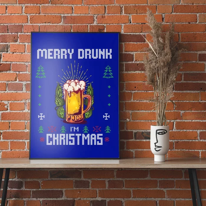 Ugly Christmas Sweater Alcohol Drunk Ing Beer Wine Gift Poster