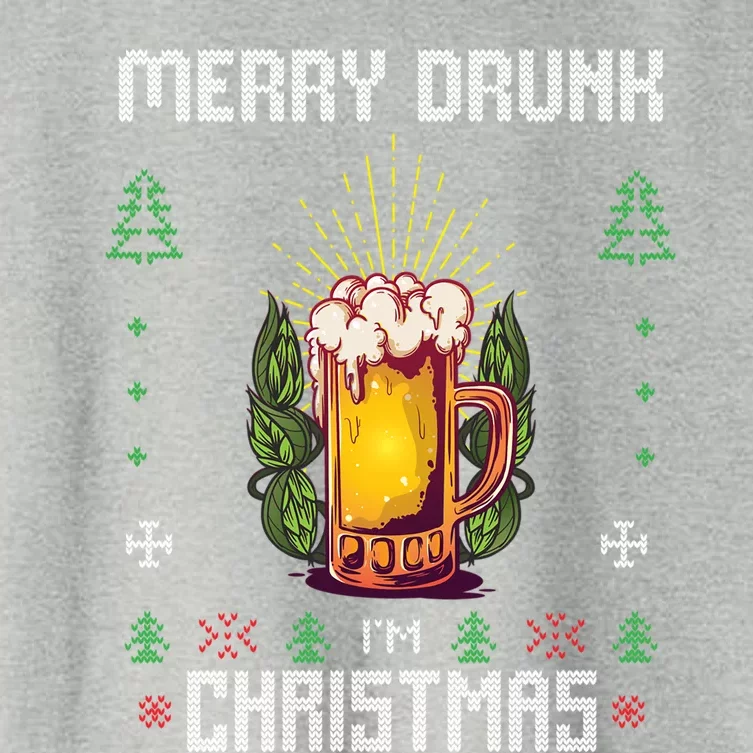 Ugly Christmas Sweater Alcohol Drunk Ing Beer Wine Gift Women's Crop Top Tee