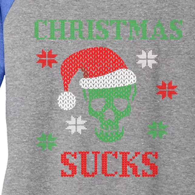 Ugly Christmas Sweater Christmas Sucks Funny Christmas Funny Gift Women's Tri-Blend 3/4-Sleeve Raglan Shirt