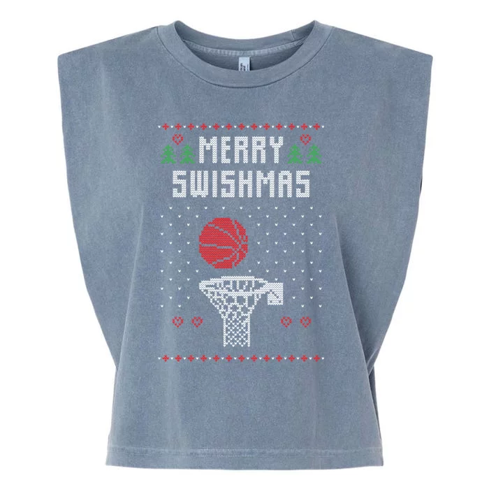 Ugly Christmas Sweater Basketball Funny For Sport Lover Garment-Dyed Women's Muscle Tee