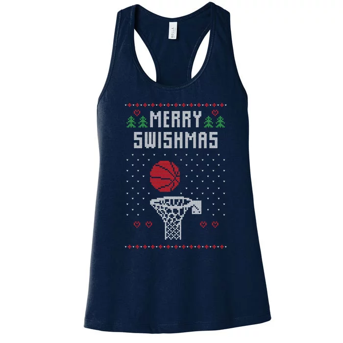 Ugly Christmas Sweater Basketball Funny For Sport Lover Women's Racerback Tank