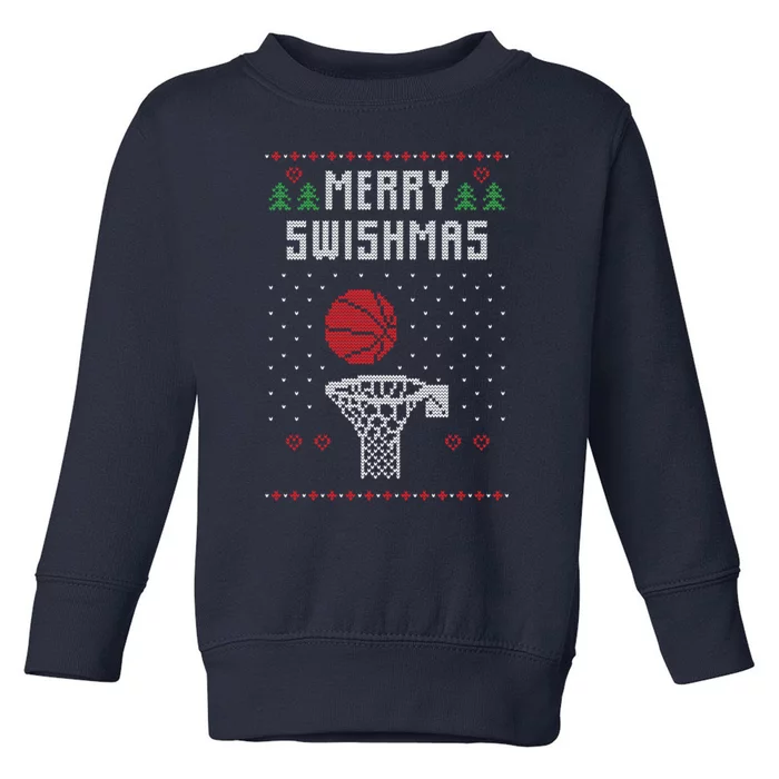 Ugly Christmas Sweater Basketball Funny For Sport Lover Toddler Sweatshirt