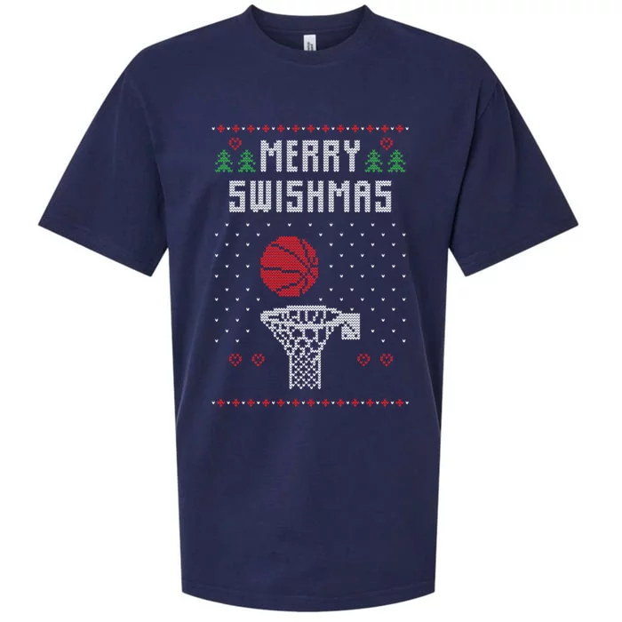 Ugly Christmas Sweater Basketball Funny For Sport Lover Sueded Cloud Jersey T-Shirt