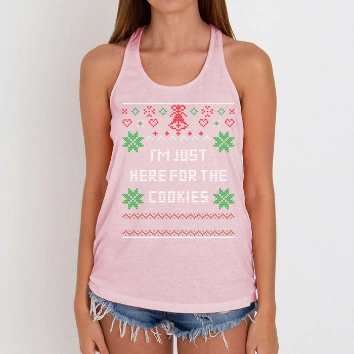 Ugly Christmas Sweater IM Just Here For The Cookies Gift Women's Knotted Racerback Tank