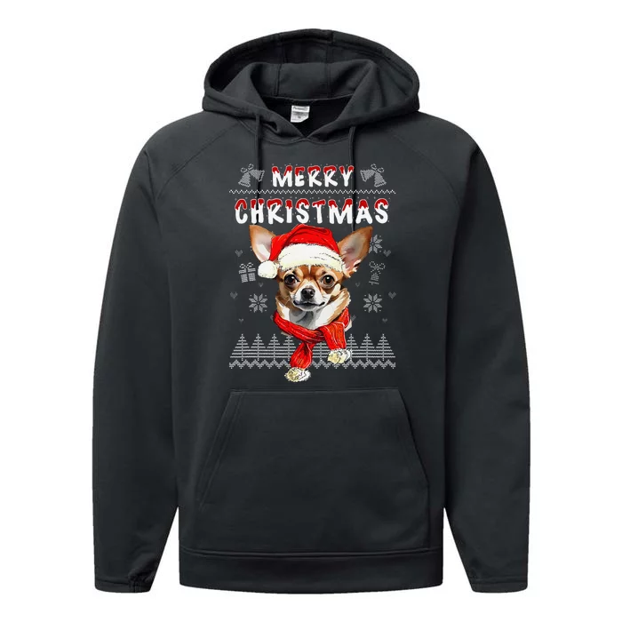 Ugly Christmas Sweater Ugly Sweater Chihuahua Dog Performance Fleece Hoodie