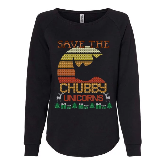 Ugly Christmas Sweater Save The Chubby Unicorns Rhino Xmas Cool Gift Womens California Wash Sweatshirt