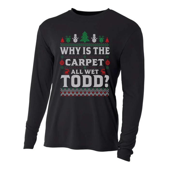 Ugly Christmas Sweater Why is the Carpet Wet Todd? Xmas Cooling Performance Long Sleeve Crew