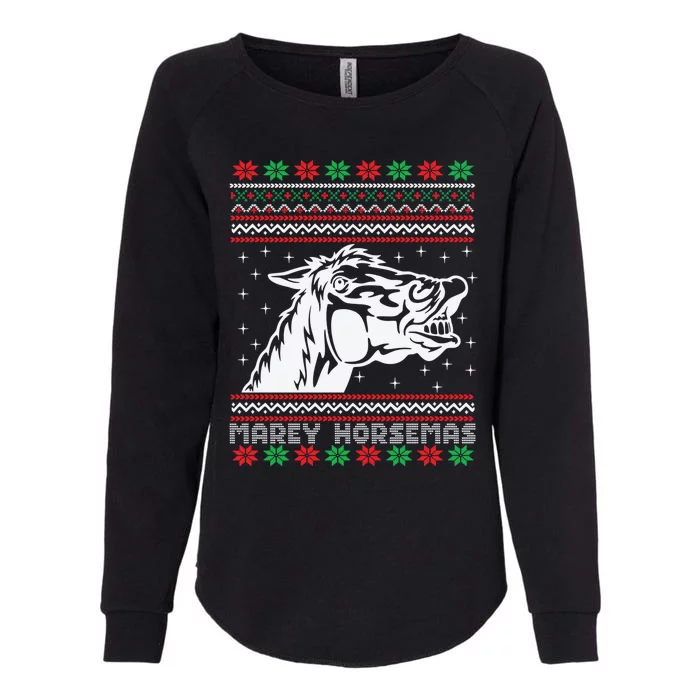 Ugly Christmas Sweater Horse Marey Horsemas Xmas Gift Womens California Wash Sweatshirt