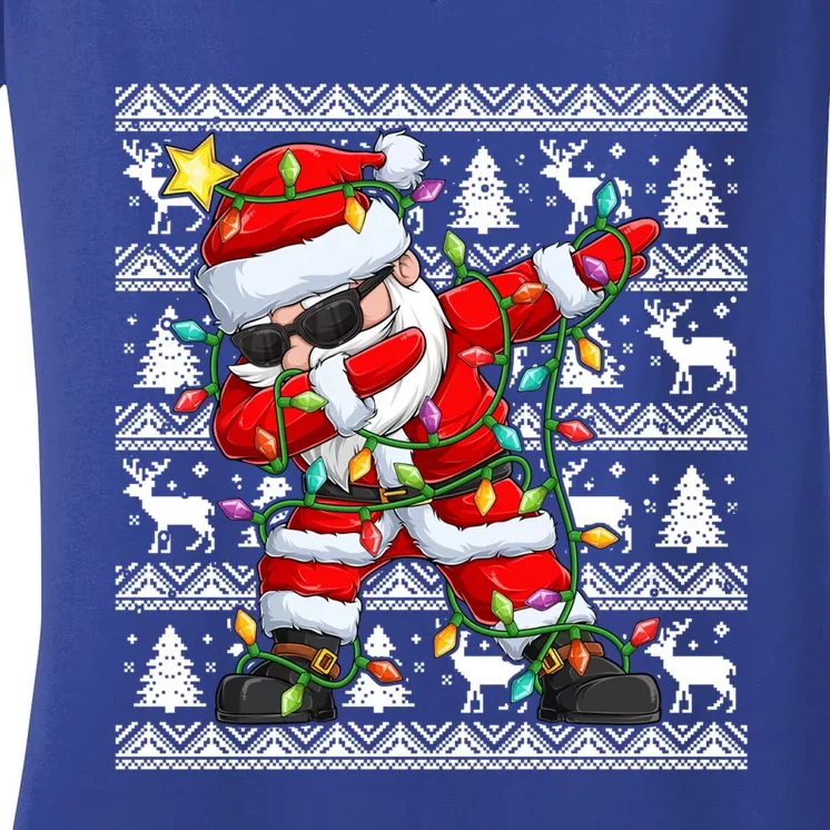 Ugly Christmas Sweater Dabbing Santa Meaningful Gift Women's V-Neck T-Shirt