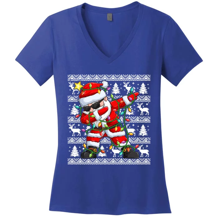 Ugly Christmas Sweater Dabbing Santa Meaningful Gift Women's V-Neck T-Shirt