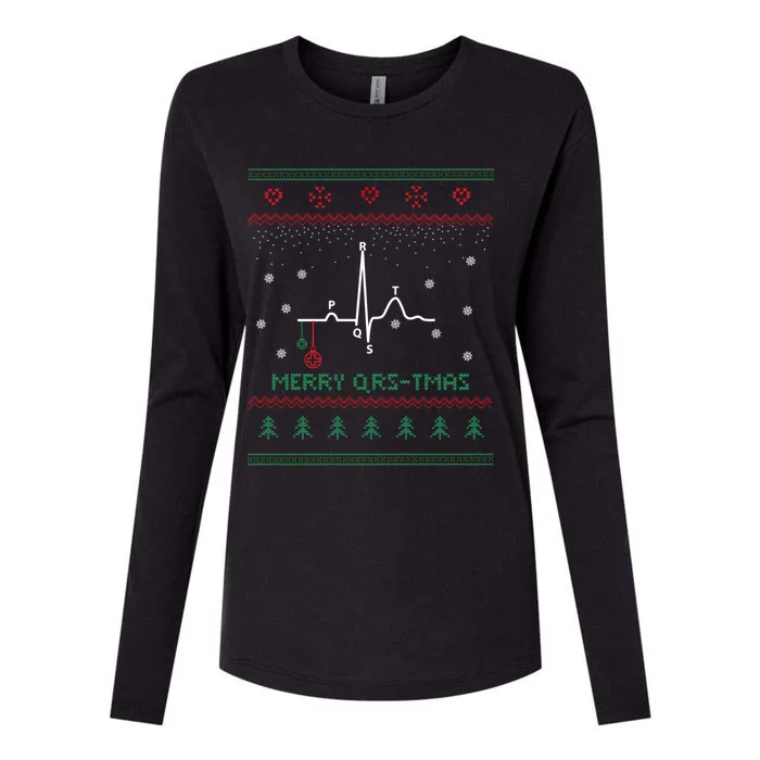 Ugly Christmas Sweater For Nurse Cardiology Medical Funny Gift Womens Cotton Relaxed Long Sleeve T-Shirt