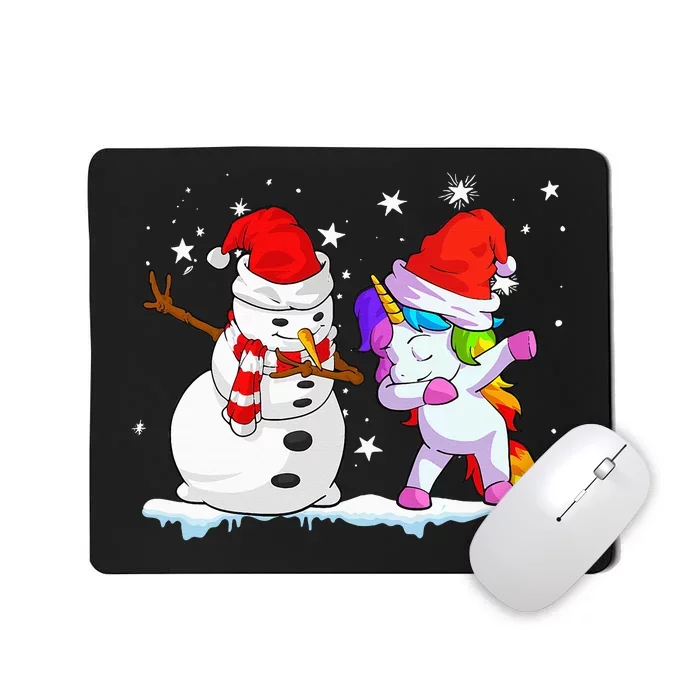 Unicorn Christmas Santa Hat Snowman Mousepad