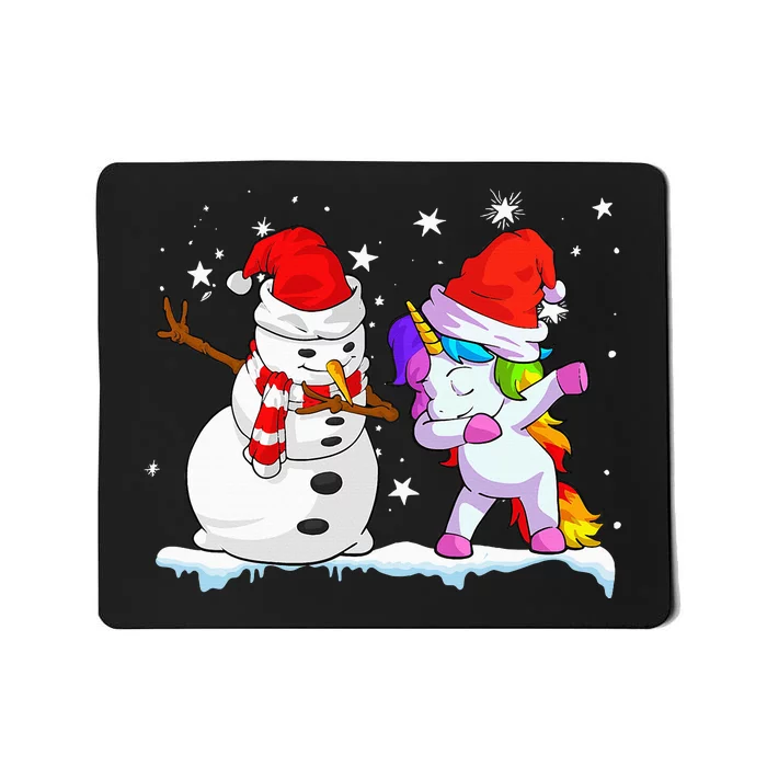 Unicorn Christmas Santa Hat Snowman Mousepad