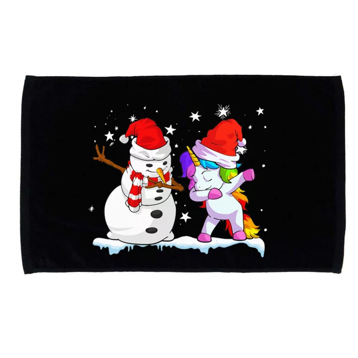 Unicorn Christmas Santa Hat Snowman Microfiber Hand Towel