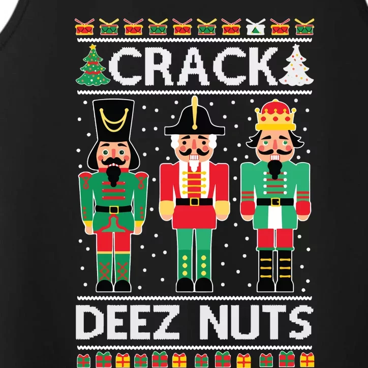 Ugly Christmas Sweater Nutcracker Crack Deez Nuts Performance Tank