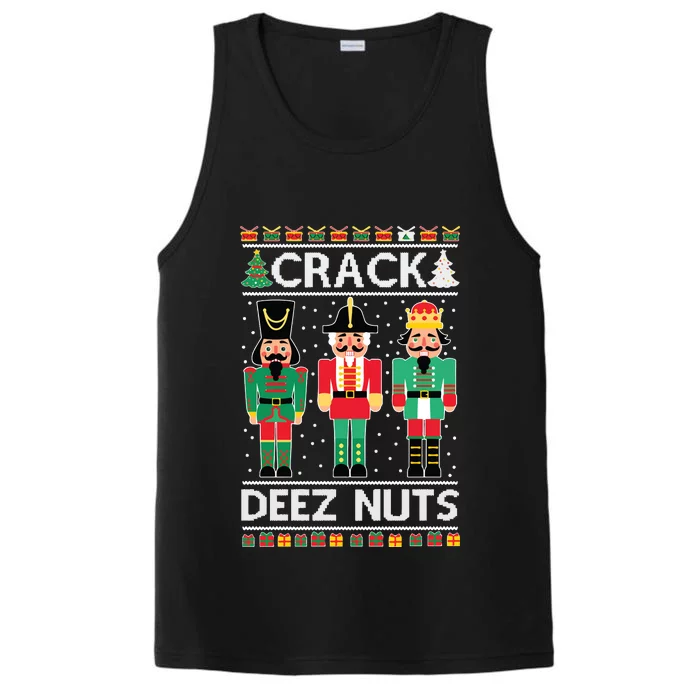 Ugly Christmas Sweater Nutcracker Crack Deez Nuts Performance Tank