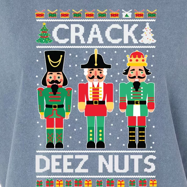 Ugly Christmas Sweater Nutcracker Crack Deez Nuts Garment-Dyed Women's Muscle Tee