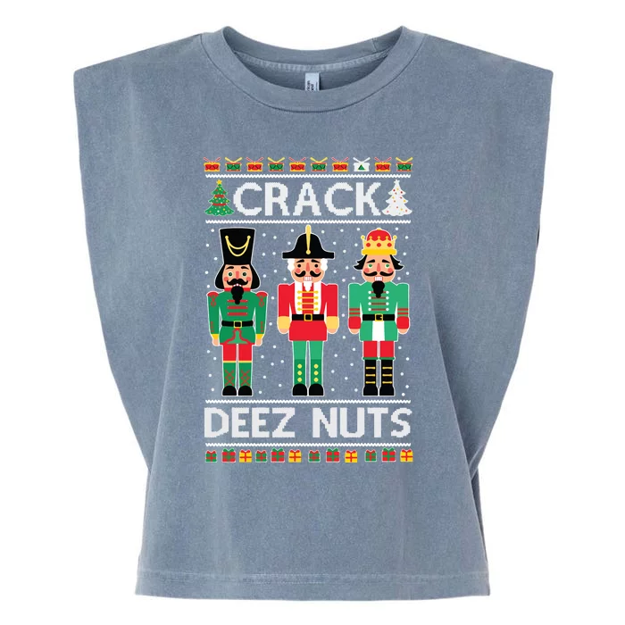 Ugly Christmas Sweater Nutcracker Crack Deez Nuts Garment-Dyed Women's Muscle Tee