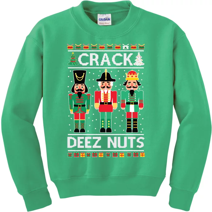 Ugly Christmas Sweater Nutcracker Crack Deez Nuts Kids Sweatshirt