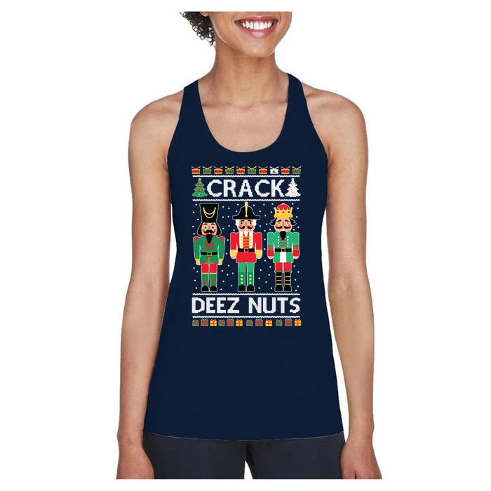 Ugly Christmas Sweater Nutcracker Crack Deez Nuts Women's Racerback Tank