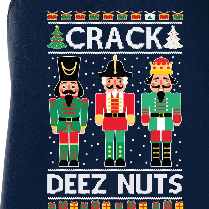 Ugly Christmas Sweater Nutcracker Crack Deez Nuts Women's Racerback Tank