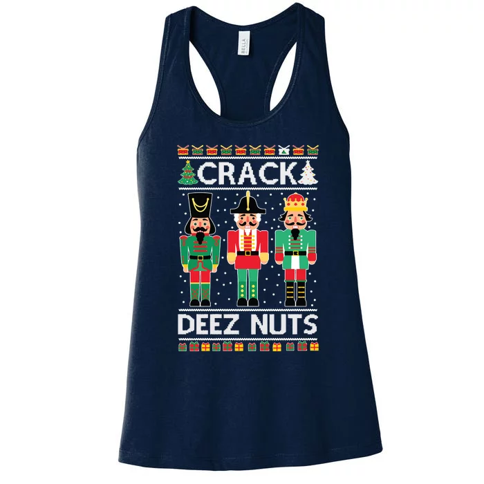 Ugly Christmas Sweater Nutcracker Crack Deez Nuts Women's Racerback Tank