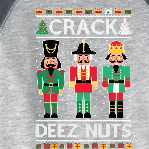 Ugly Christmas Sweater Nutcracker Crack Deez Nuts Toddler Fine Jersey T-Shirt