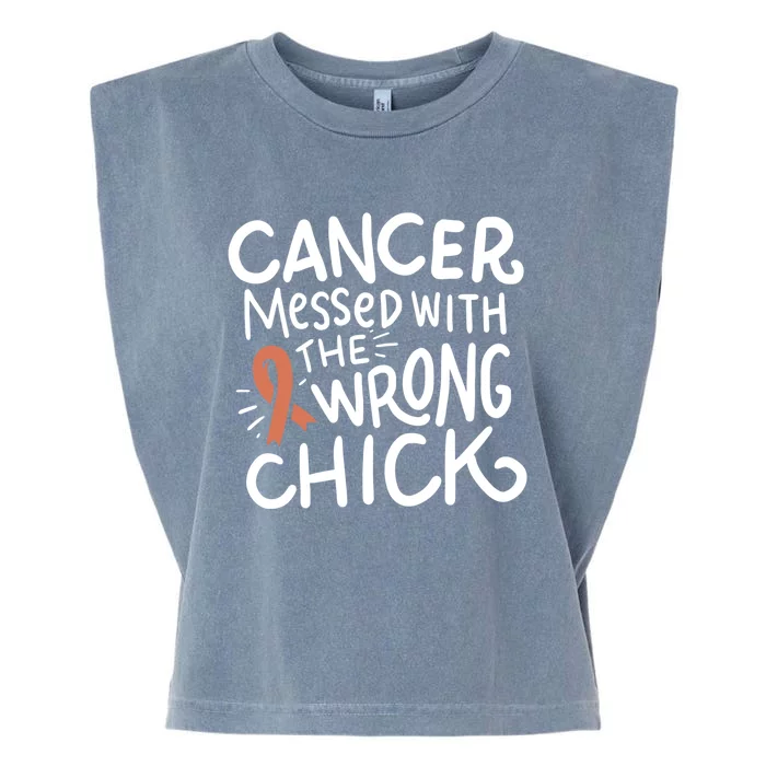 Uterine Cancer Survivor Fight Endometrial Chemo Gift Ribbon Gift Garment-Dyed Women's Muscle Tee