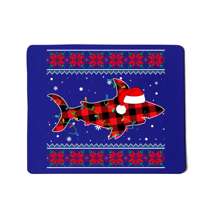 Ugly Christmas Sweater Shark Lover Xmas Lights Santa Gift Mousepad