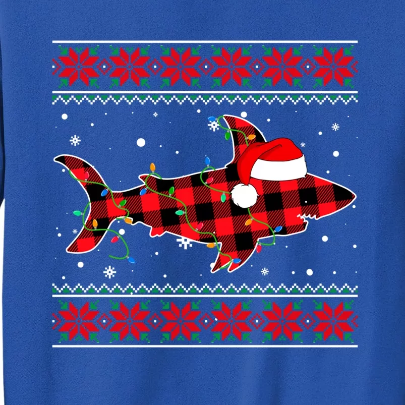 Ugly Christmas Sweater Shark Lover Xmas Lights Santa Gift Tall Sweatshirt