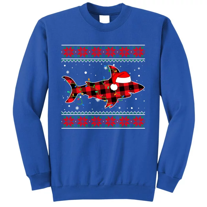 Ugly Christmas Sweater Shark Lover Xmas Lights Santa Gift Tall Sweatshirt