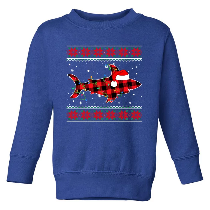 Ugly Christmas Sweater Shark Lover Xmas Lights Santa Gift Toddler Sweatshirt