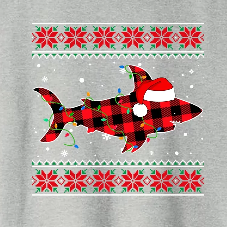 Ugly Christmas Sweater Shark Lover Xmas Lights Santa Gift Women's Crop Top Tee