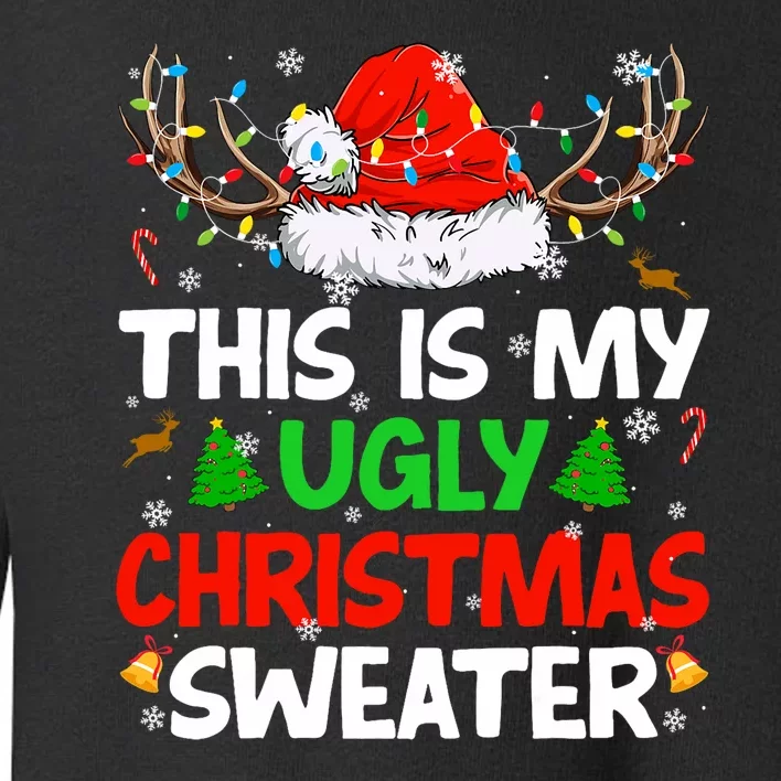 Ugly Christmas Sweater Xmas Santa Reindeer Toddler Sweatshirt