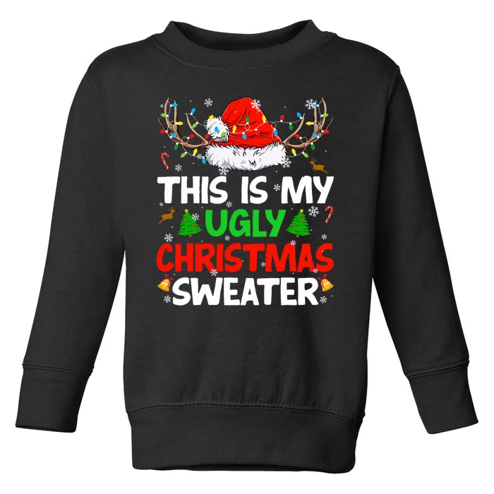 Ugly Christmas Sweater Xmas Santa Reindeer Toddler Sweatshirt