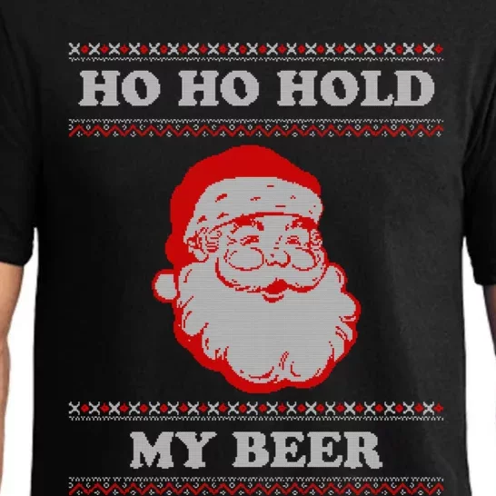 Ugly Christmas Santa Ho Ho Hold My Beer Cute Gift Pajama Set