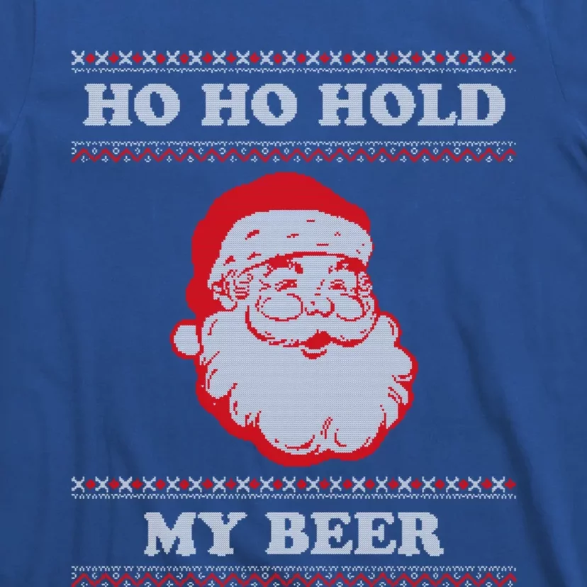 Ugly Christmas Santa Ho Ho Hold My Beer Cute Gift T-Shirt