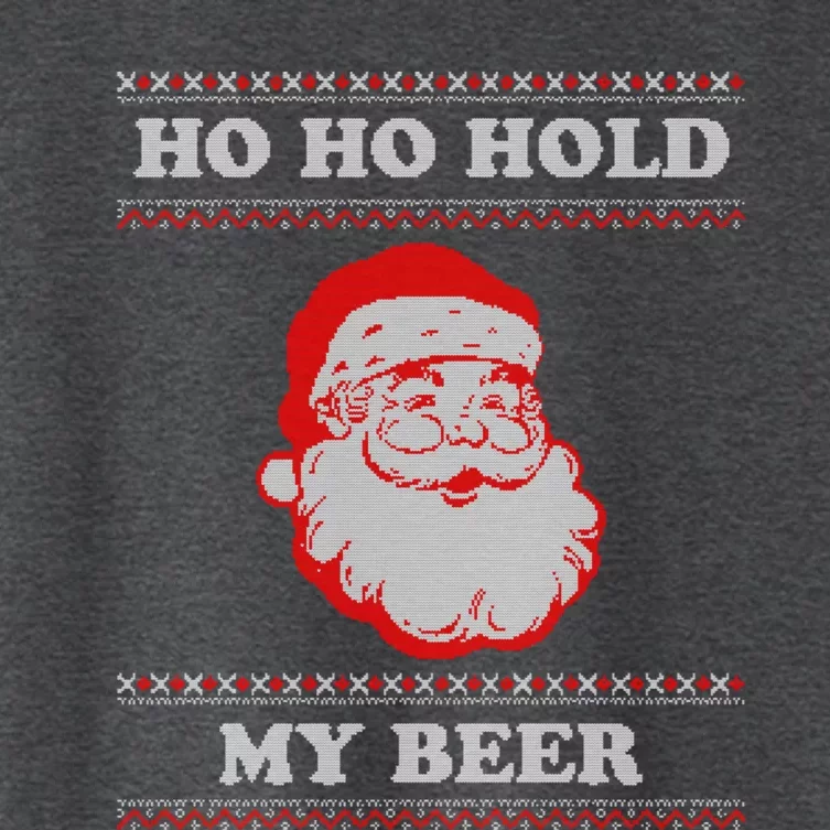 Ugly Christmas Santa Ho Ho Hold My Beer Cute Gift Women's Crop Top Tee