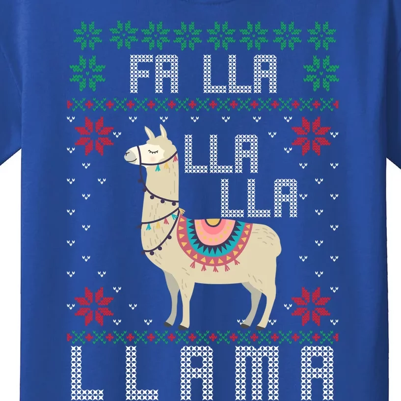 Ugly Christmas Sweater Llama Funny Holiday Funny Gift Kids T-Shirt