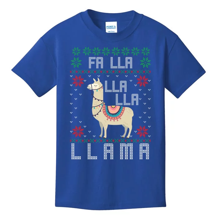 Ugly Christmas Sweater Llama Funny Holiday Funny Gift Kids T-Shirt