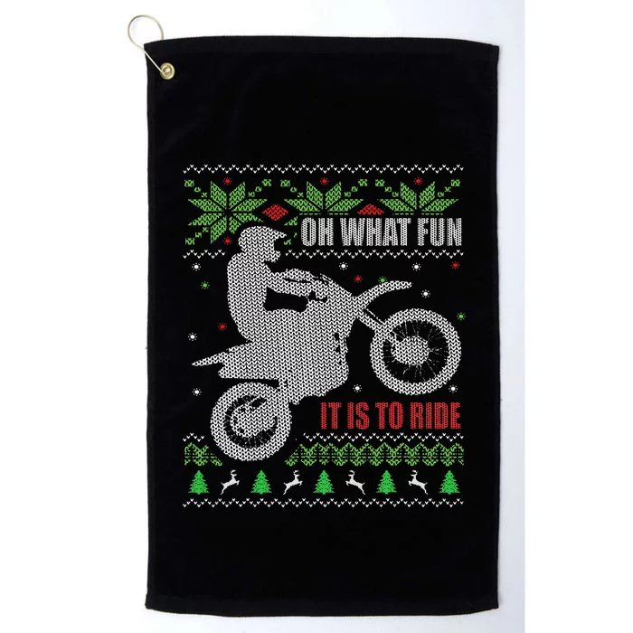 Ugly Christmas Sweater Dirt Bike Motorcycle Motocross Biker Platinum Collection Golf Towel