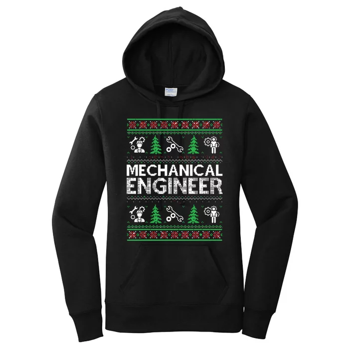 Ugly Christmas Sweaters Matching Mechanical Engineer Holiday Women's Pullover Hoodie