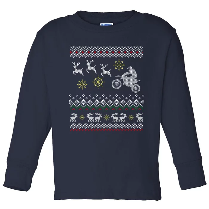 Ugly Christmas Sweater For Biker Toddler Long Sleeve Shirt