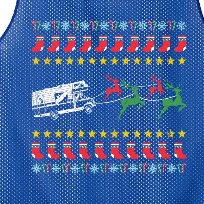 Ugly Christmas Sweater For Camping Trailer Camper Meaningful Gift Mesh Reversible Basketball Jersey Tank