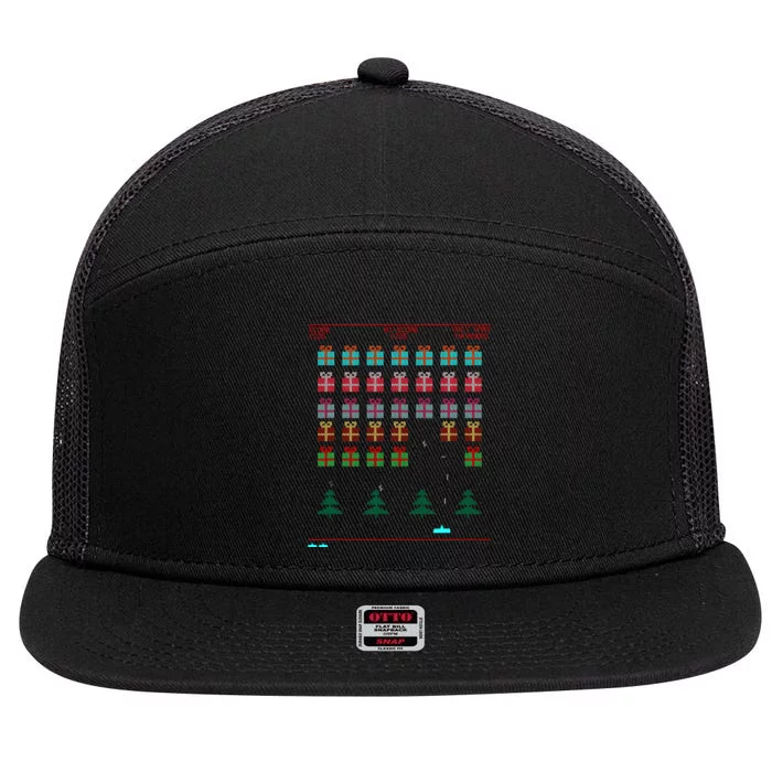 Ugly Christmas Style Retro Video Game 7 Panel Mesh Trucker Snapback Hat