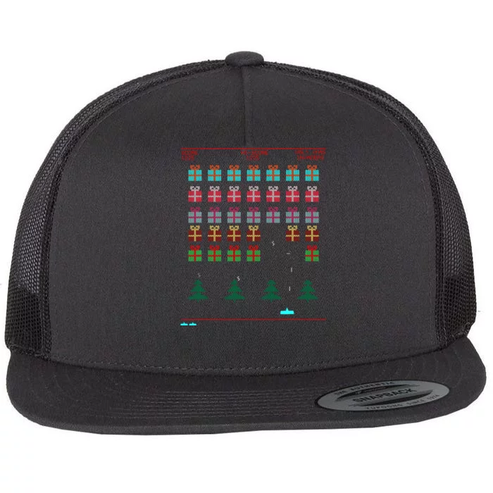 Ugly Christmas Style Retro Video Game Flat Bill Trucker Hat