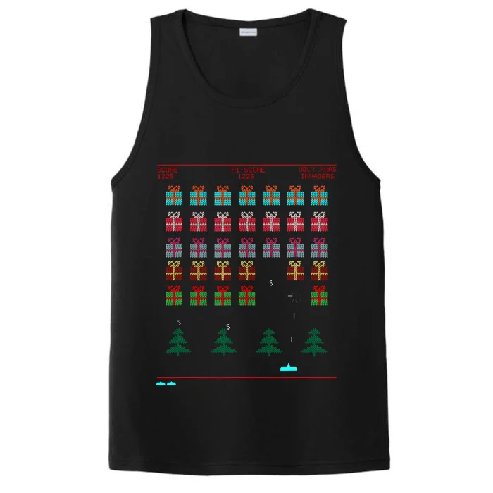 Ugly Christmas Style Retro Video Game Performance Tank