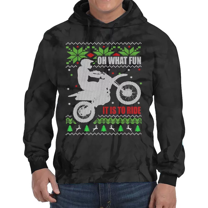 Ugly Christmas Sweater Dirt Bike Motorcycle Motocross Biker Tie Dye Hoodie